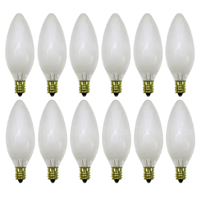 12 Pc Night Light Bulbs Frosted Candelabra Torpedo 120V Decor Chandelier 40 Watt