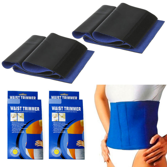 2 Pc Sweat Waist Trimmer Wrap Women Men Belly Belt Trainer Band Slim Abdominal