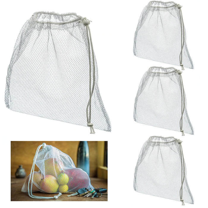 4 Pc Drawstring Mesh Bag Laundry Storage Wash Clothes Hamper Heavy Duty 12"X14"