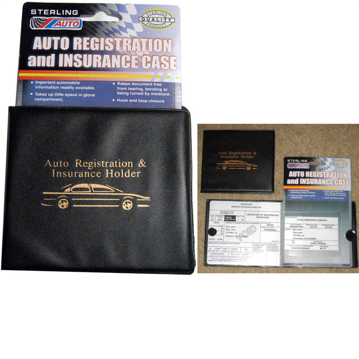 Auto Car Truck Registration Insurance Document Holder Wallet Black Case Id Card