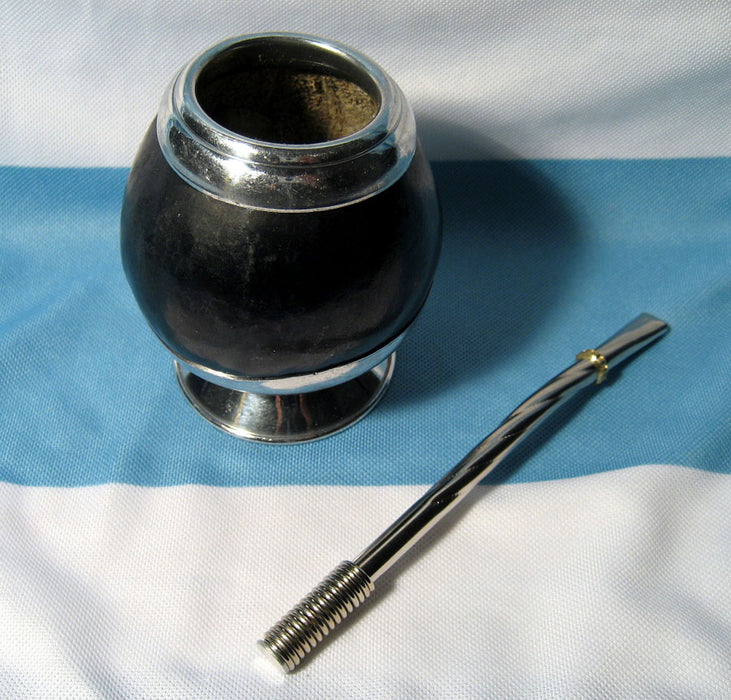 Mate Cup Gourd Yerba Kit Filter Bombilla Straw Handmade Silver Argentina Drink