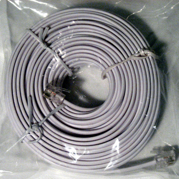 50 Feet Long Telephone Extension Cord Phone Cable Line Wire White 15MM