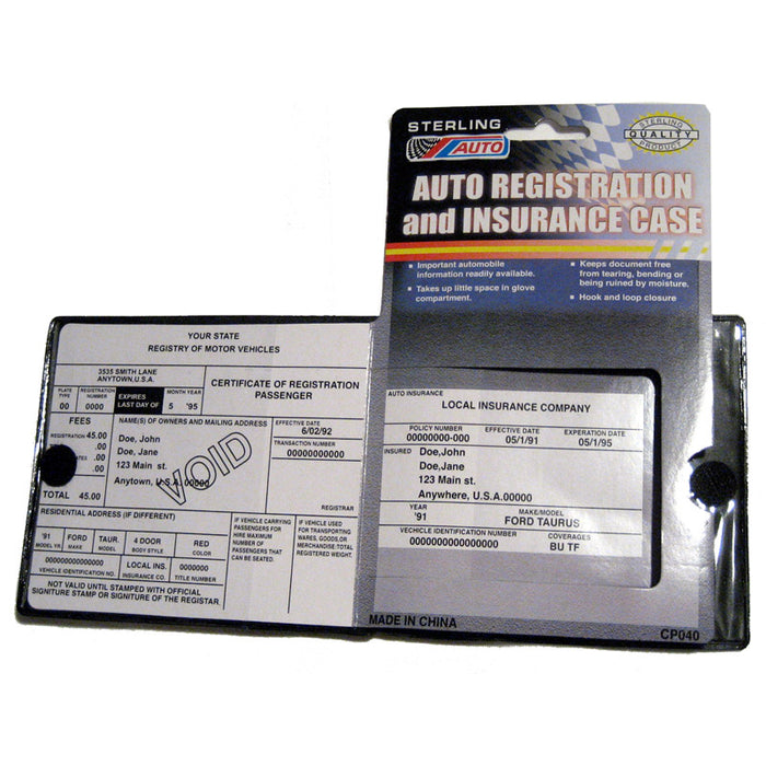 Auto Car Truck Registration Insurance Document Holder Wallet Black Case Id Card