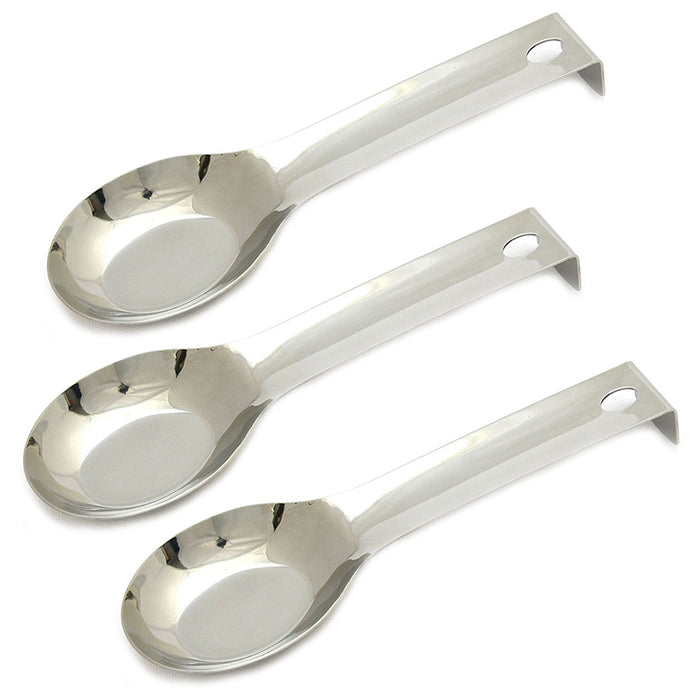 3 Pc Stainless Steel Spoon Rest Heat Resistant Kitchen Utensil Spatula Holder