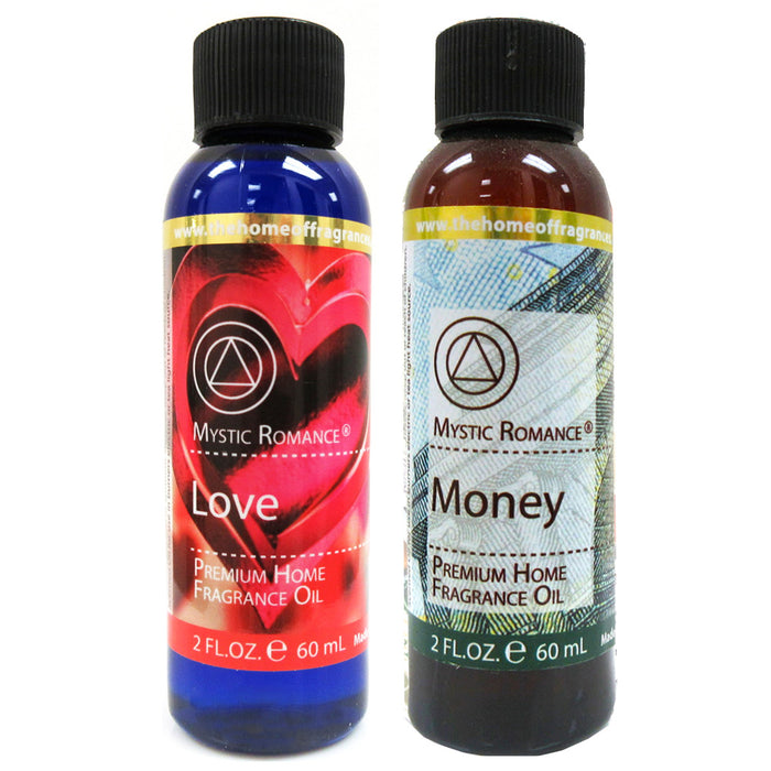 2 Premium Fragrance Oils 60ml Aroma Therapy Love & Money Scent Diffuser Gift Set