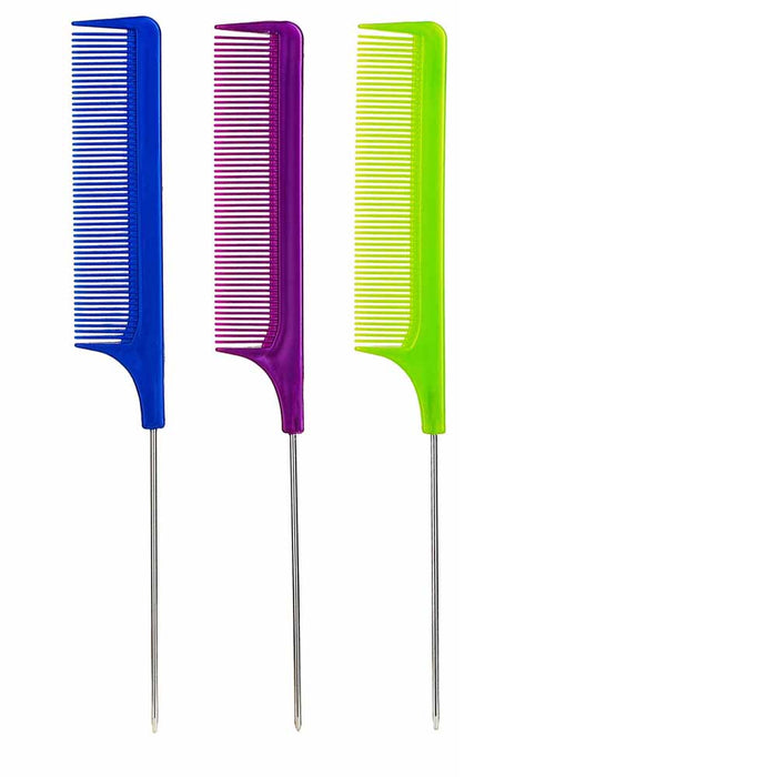 3 Pc Metal Rat Tail Combs Fine Tooth Professional Hair Salon Stylist New