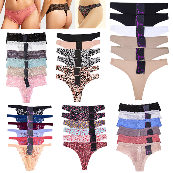 Lot Of 12 Women Ladies Flower Lace Bikini Thongs Panties Briefs Underw —  AllTopBargains