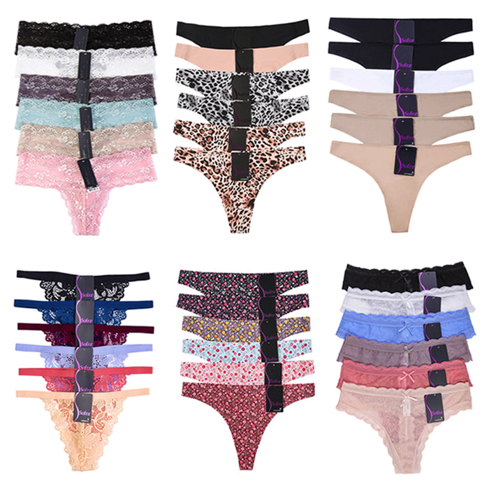 247 Frenzy Women's Essentials PACK OF 6 Lace Accent Bikini Panty