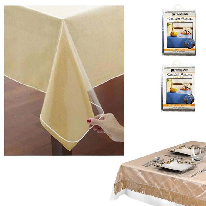 2PC Clear Plastic Vinyl Tablecloth Protector Durable Heavy Duty Oblong 60" X 90"