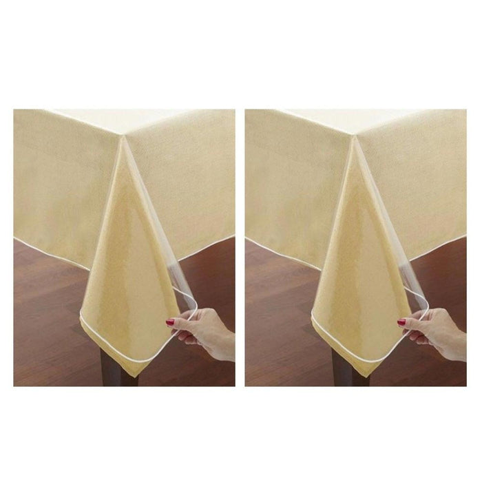 2PC Clear Plastic Vinyl Tablecloth Protector Durable Heavy Duty Oblong 60" X 90"