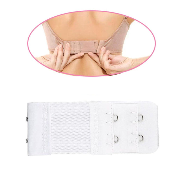 6 Adjustable Bra Extender Buckle Underwear Extension Strap 2 Hooks Elastic  White