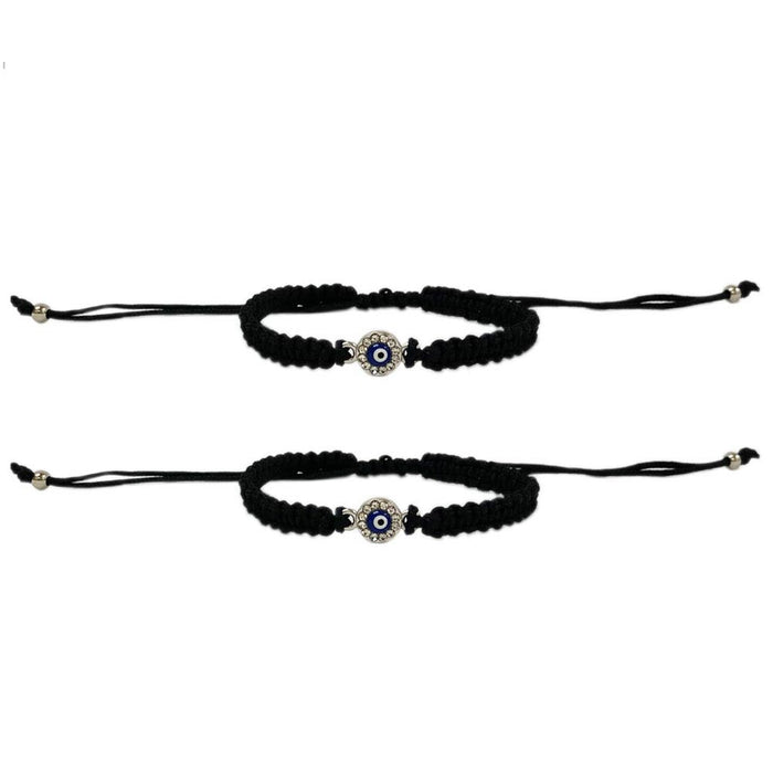 2 Evil Eye Adjustable Bracelets Good Luck Charm Kabbalah Black String Women Men