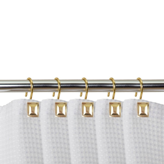 12 Pack Decorative Metal Shower Hooks Heavy Duty Rod Curtain Rings Bathroom  Gold