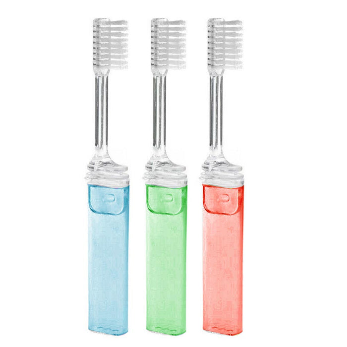 3 Pc Foldable Folding Travel Toothbrush Camping Hiking Outdoor Portable Sanitary