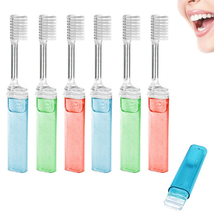 6 Pc Portable Toothbrush Holiday Compact Travel Brush Soft Bristles Oral Care