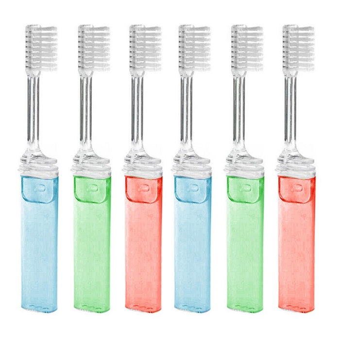 6 Pc Portable Toothbrush Holiday Compact Travel Brush Soft Bristles Oral Care