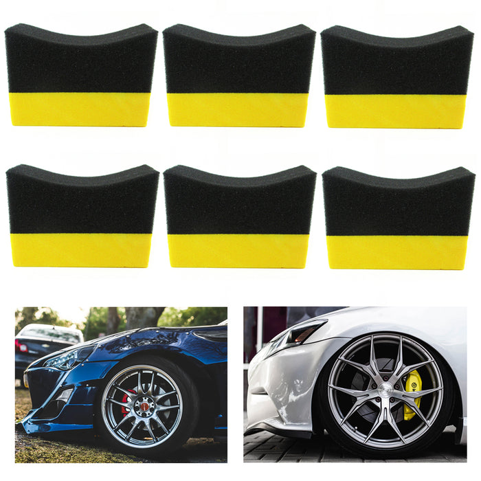 AllTopBargains 6 Tire Dressing Applicator Pads Car Contour Sponge Gloss Shine Protectant Wheel