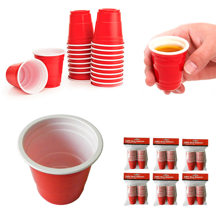120 Red Solo Cups 2 fl oz Plastic Shot Glasses Mini Disposable Barware Glasses