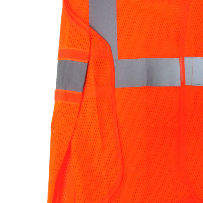 Reflective Safety Vest High Visibility Orange Mesh Jacket Security Work Surveyor