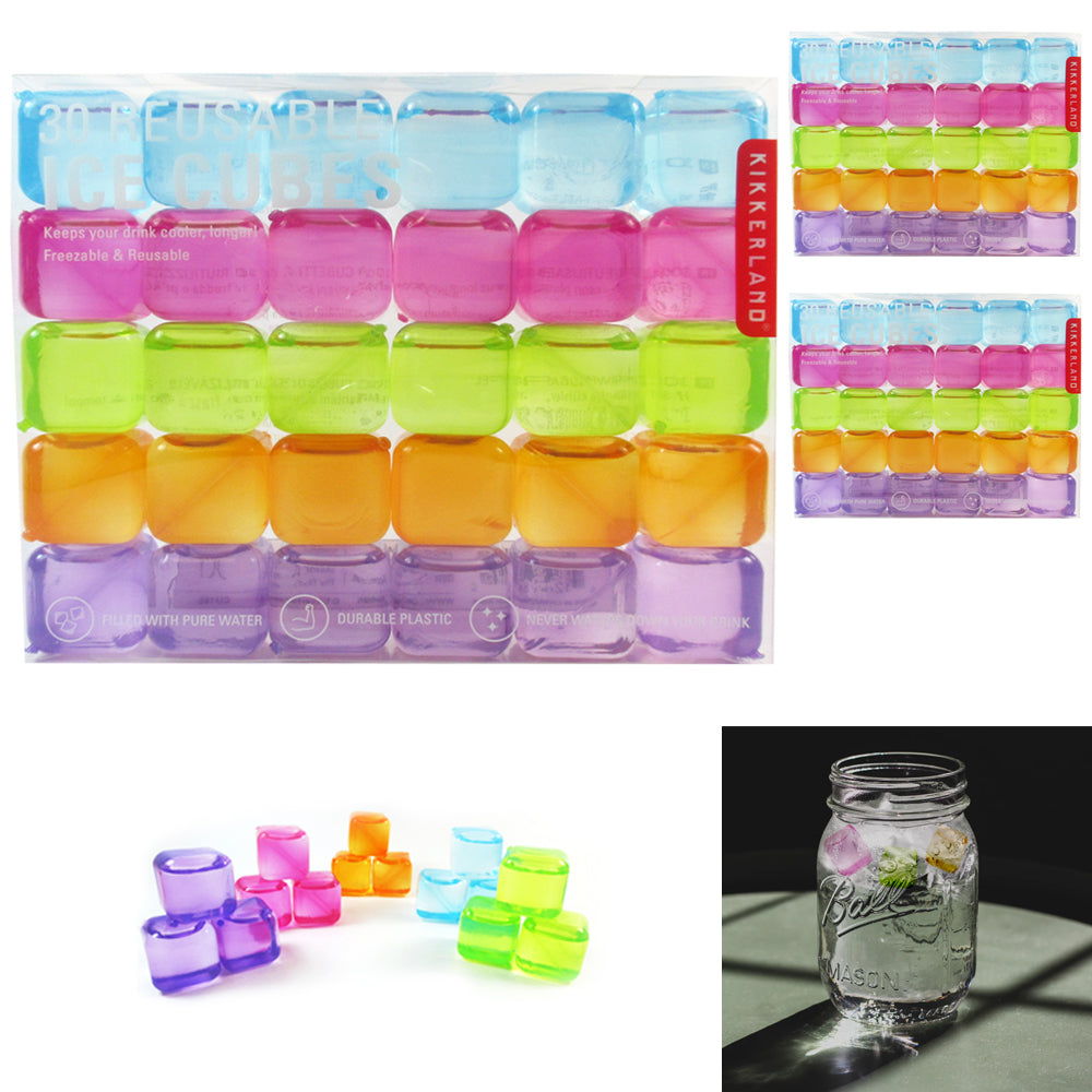 90 x Kikkerland Reusable Ice Cubes Square Plastic Cooling Bar Drinks P —  AllTopBargains