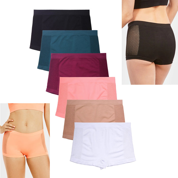  Womens Seamless Boyshort Panties Nylon Spandex Underwear  Stretch Boxer Briefs Pack Of 5
