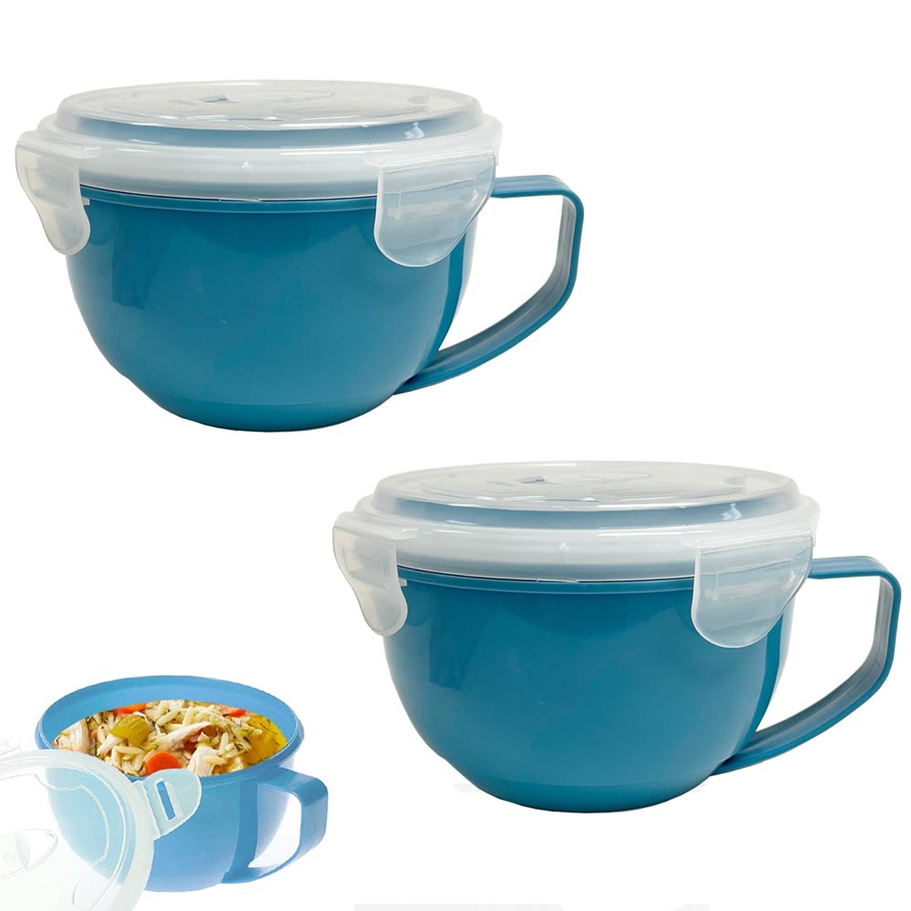 1 Microwave Soup Mug Vent Lid 30oz Plastic Bowl Containers Food