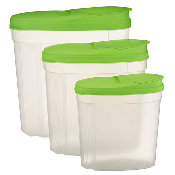 3Pk Large Cereal Dispenser Grain Dry Food Storage Container Set BPA Free w/ Lids