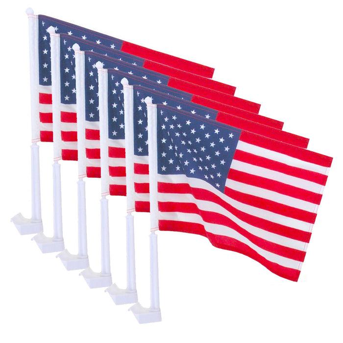 4 PC United States American Flag Patriotic Car Window Clip on USA Flag 19" x 12"