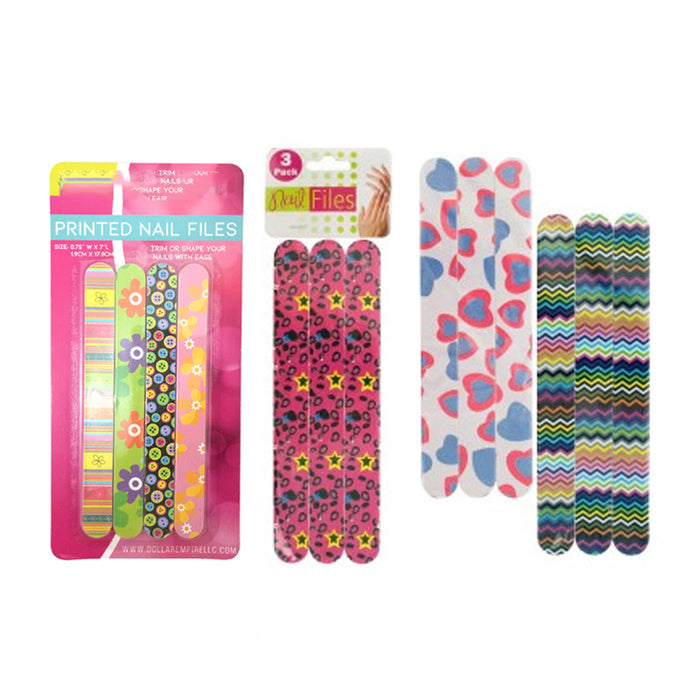 12 pcs Nail File Double Sided Emery Board Manicure Pedicure Gift Set Design 7"