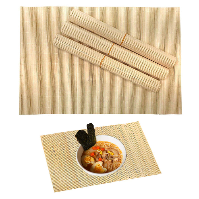 Set of 4 Bamboo Placemats Dinner Table Rollup Mats Natural Decor Party 30x45cm