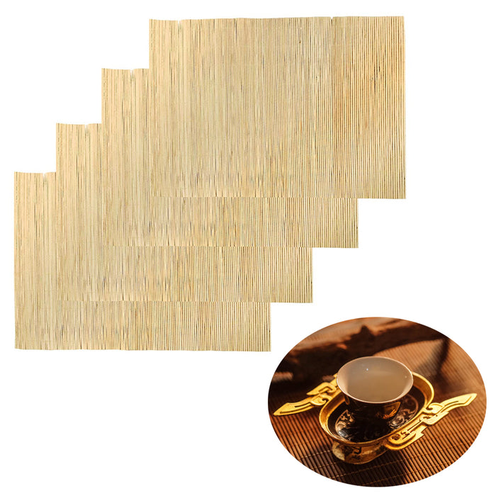 Set of 4 Bamboo Placemats Dinner Table Rollup Mats Natural Decor Party 30x45cm