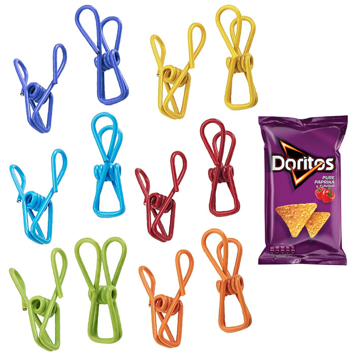 24X Multi Purpose Clips Colored Kitchen Metal Food Sealing Bag Snack Chip Holder