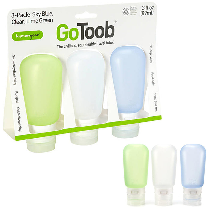 3 Travel Silicone Container 3oz Squeeze Leak Proof Bottle TSA Tubes Cosmetic Kit