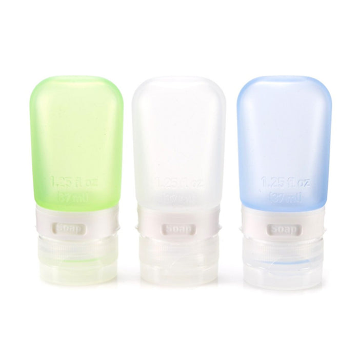 3 Travel Silicone Containers Leak Proof Bottles Squeeze Tube TSA Approved Refill