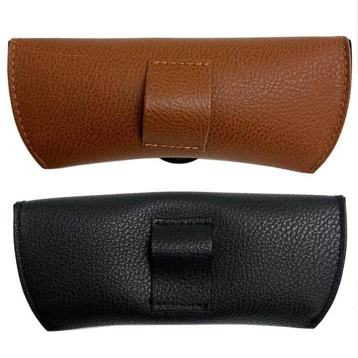 2 Faux Leather Glasses Case Leatherette Semi Hard Sunglasses Eyeglass Men Women