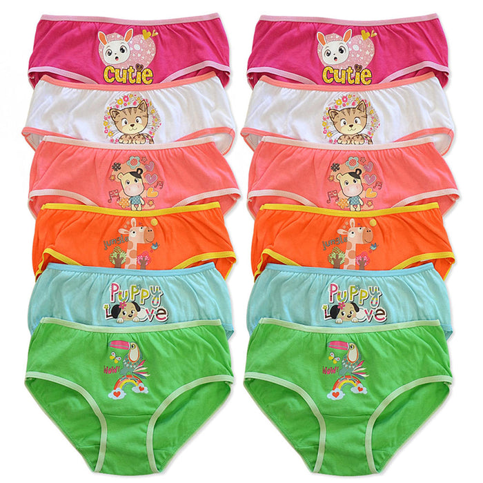 12 Pack Girls Cotton Underwear Breathable Comfort Panty Briefs Toddler Undies S
