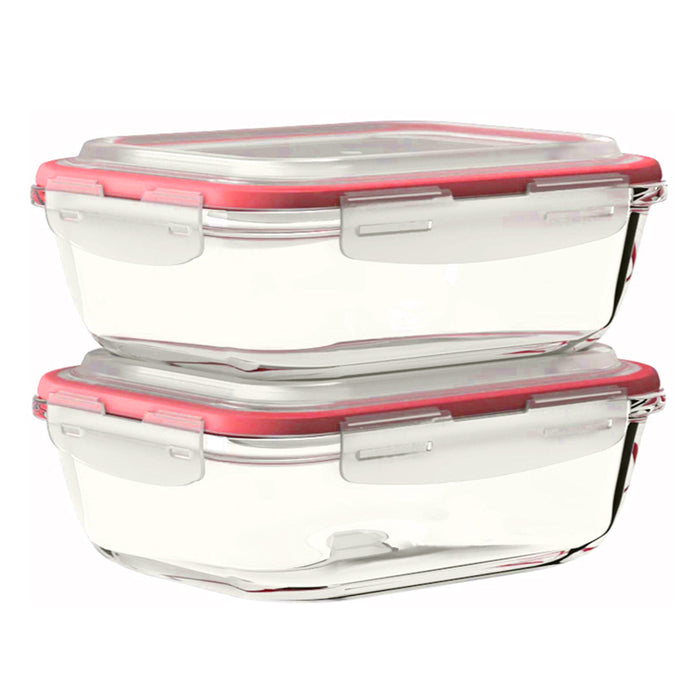 4 Rectangular Glass Food Storage Containers Leakproof Locking Lids 33oz BPA-Free