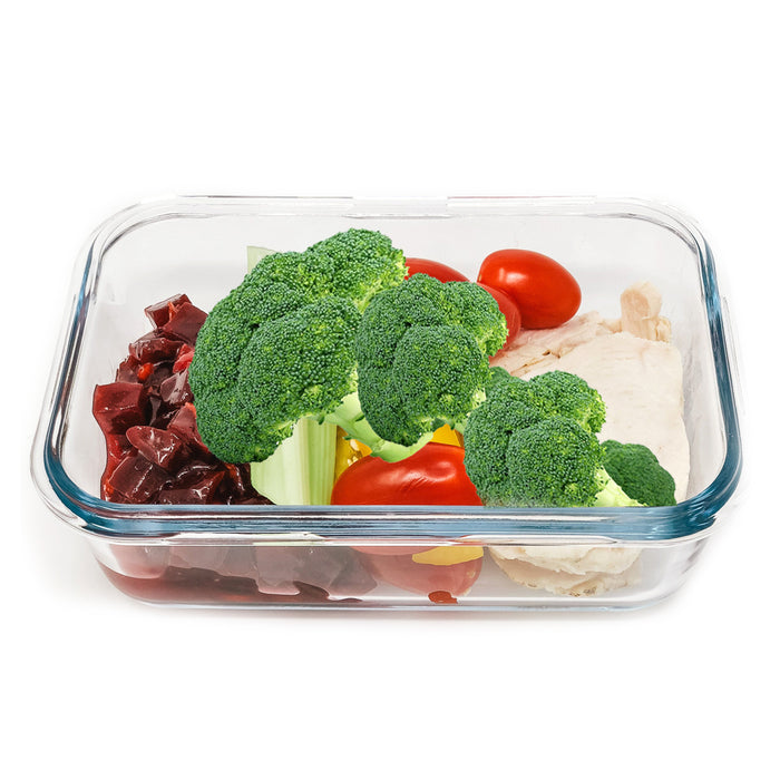 4 Rectangular Glass Food Storage Containers Leakproof Locking Lids 33oz BPA-Free