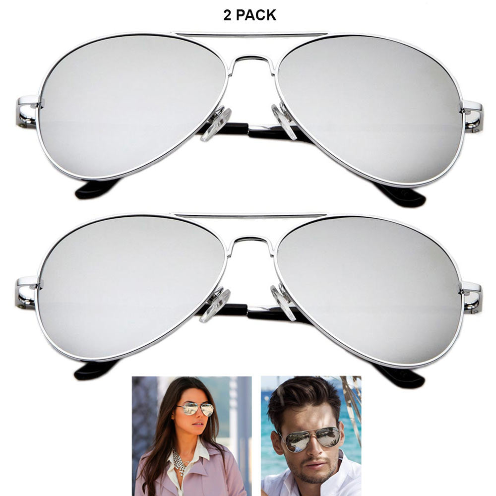 Men's & Womens Sunglasses - The Aviator - Silver Mirror