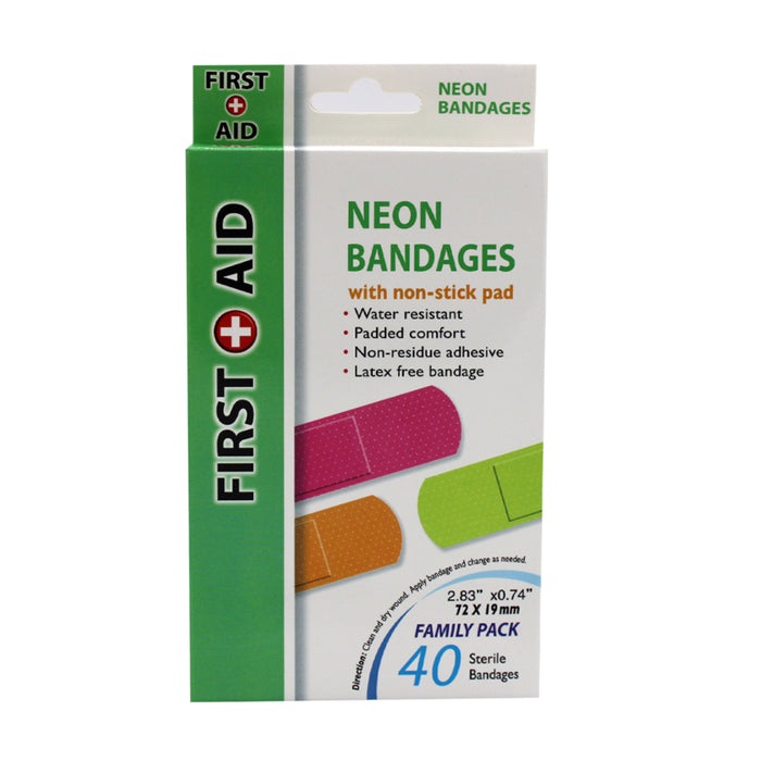 120 Neon Adhesive Bands Waterproof Bandages Strip 3/4" First Aid Kids Children