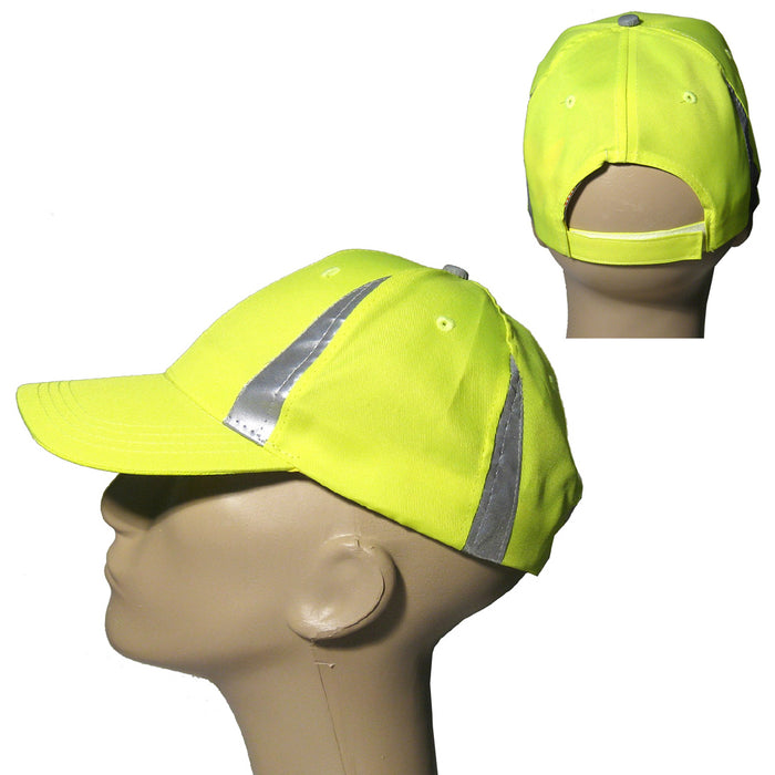 Reflective Safety Hat Neon High Visibility Baseball Cap Outdoors Sports Run Gear