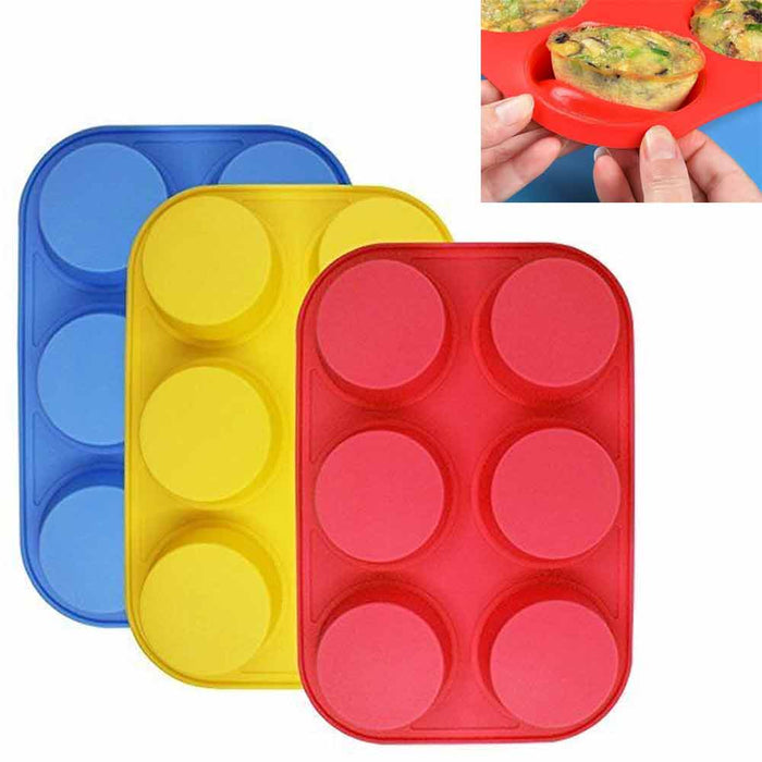 Stainless Muffin Pan Silicone Cupcake Baking Pan 6 Cup Non-Stick