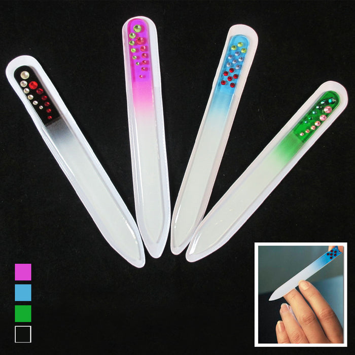 2PC Double Sided Etched Crystal Nail File Set For Nail Art Emery Boards Manicure