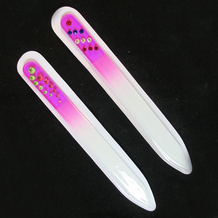 2PC Double Sided Etched Crystal Nail File Set For Nail Art Emery Boards Manicure