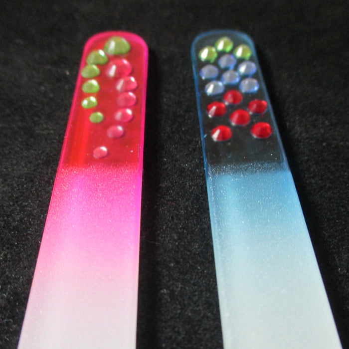 2PC Double Sided Etched Crystal Nail File Set For Nail Art Emery Boards Manicure