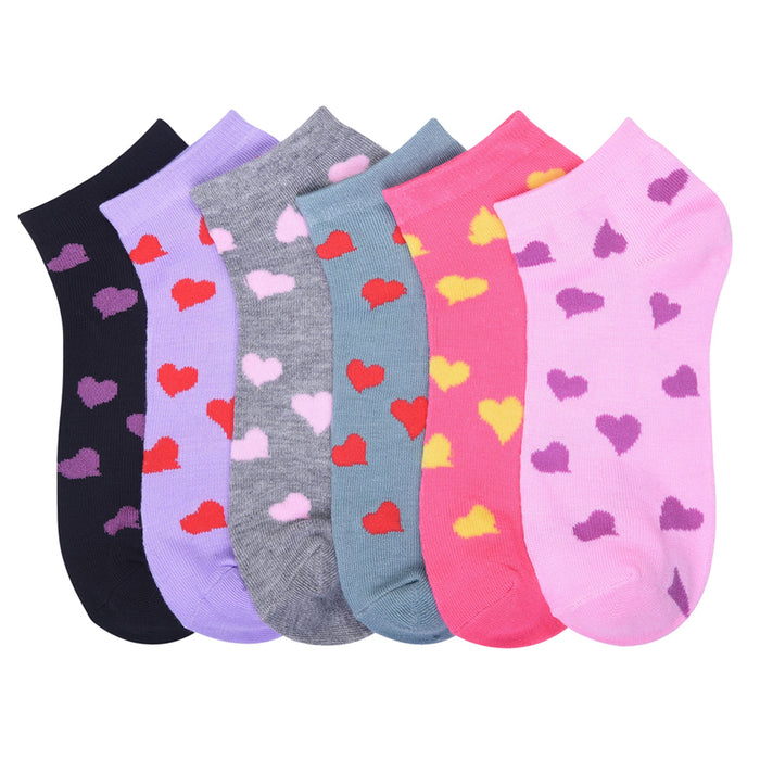 6 Pairs Women Fashion Cotton Casual Ankle Low Cut Socks Size 9-11 Heart New