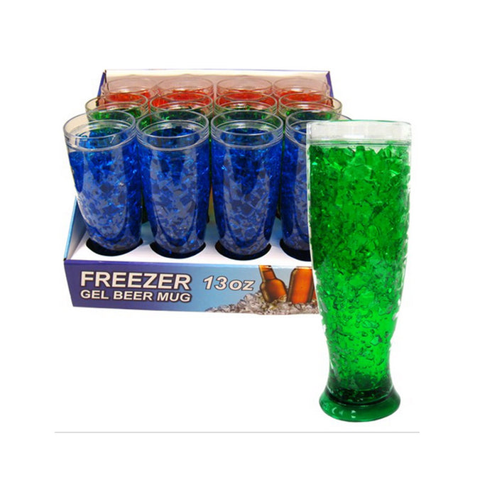 2 Frosty Freezer Mug 14 Oz Ice Beverage Cooling Beer Plastic Drink