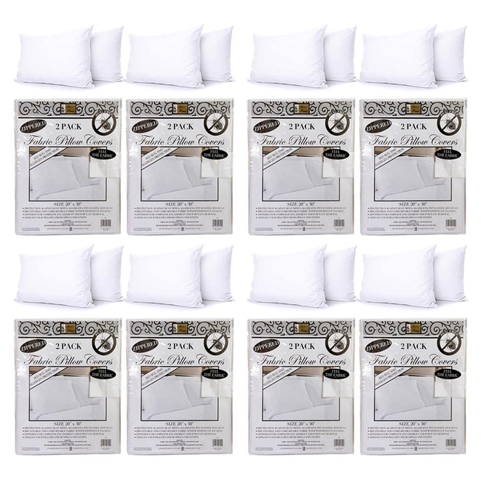 16 PC Premium Deluxe Fabric Zippered Pillow Cover Luxurious Bed Bug Protector