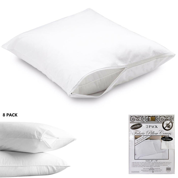 16 PC Premium Deluxe Fabric Zippered Pillow Cover Luxurious Bed Bug Protector