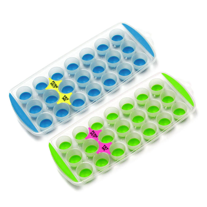 4Pk Ice Cube Tray Flexible Easy Push Out Silicone Ice Maker Mold w Lids 48  Cubes